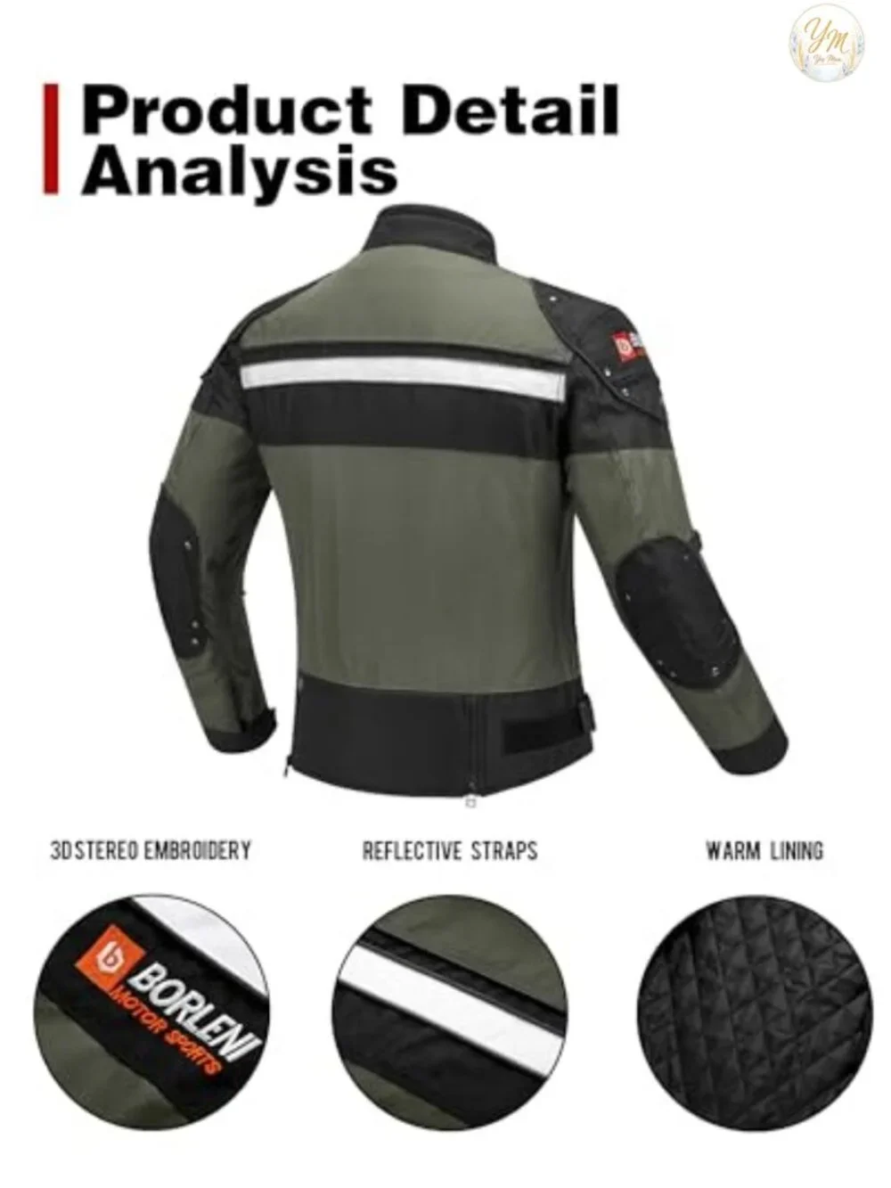 CE Approved Motorcycle Jacket for Men with ARMOR, Windproof All Season Biker
